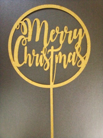 circle Merry Christmas cake topper gold