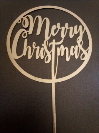circled Merry Christmas cake topper silver
