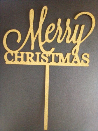 merry Christmas capitalized cake topper gold